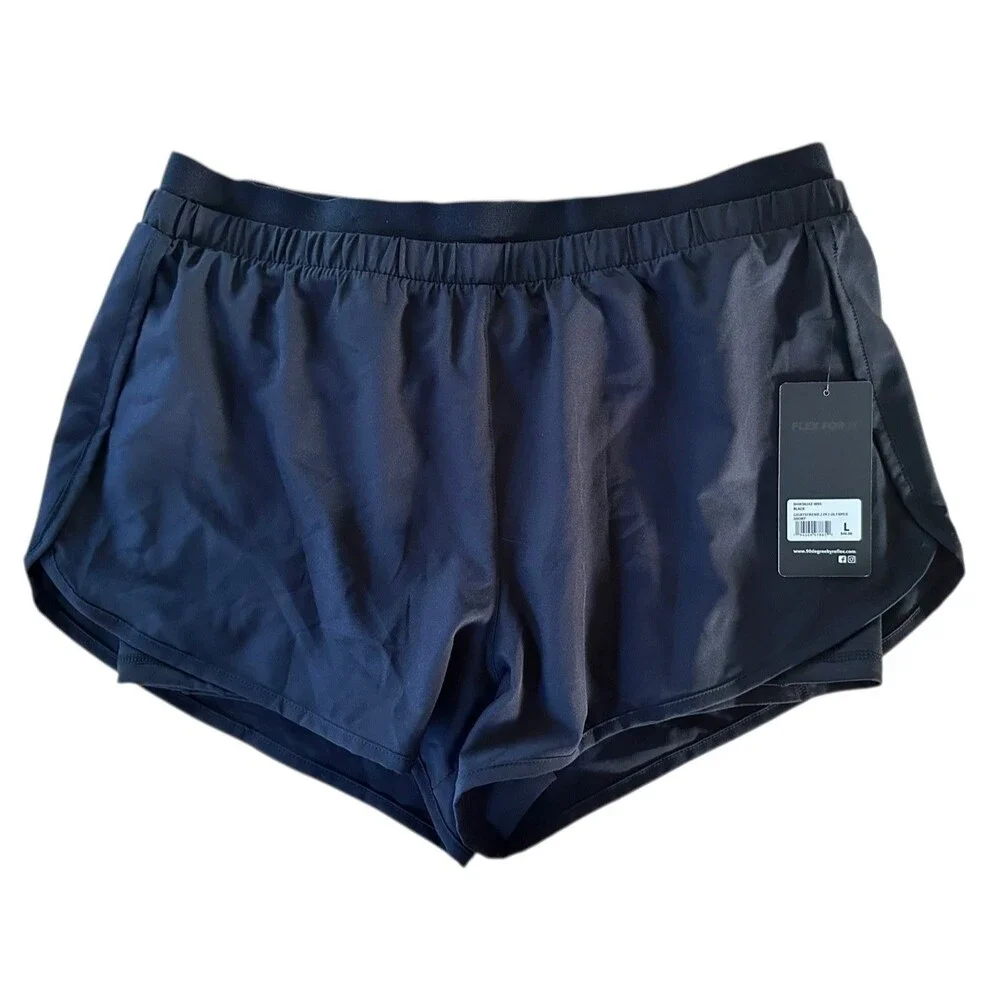 90 Degree by Reflex Women's Lightstreme 2 in 1 Olympus Running Shorts Sz L Black